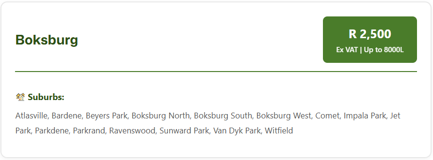 Septic Tank Cleaning Prices Boksburg