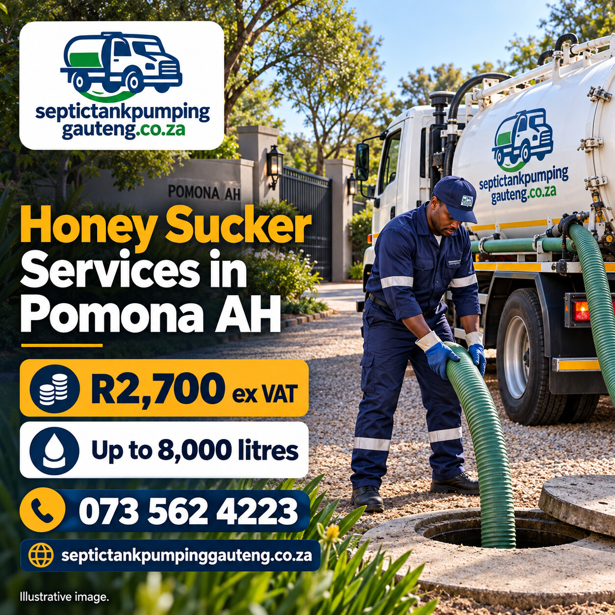 Honey sucker services in Pomona AH with vacuum tanker and technician